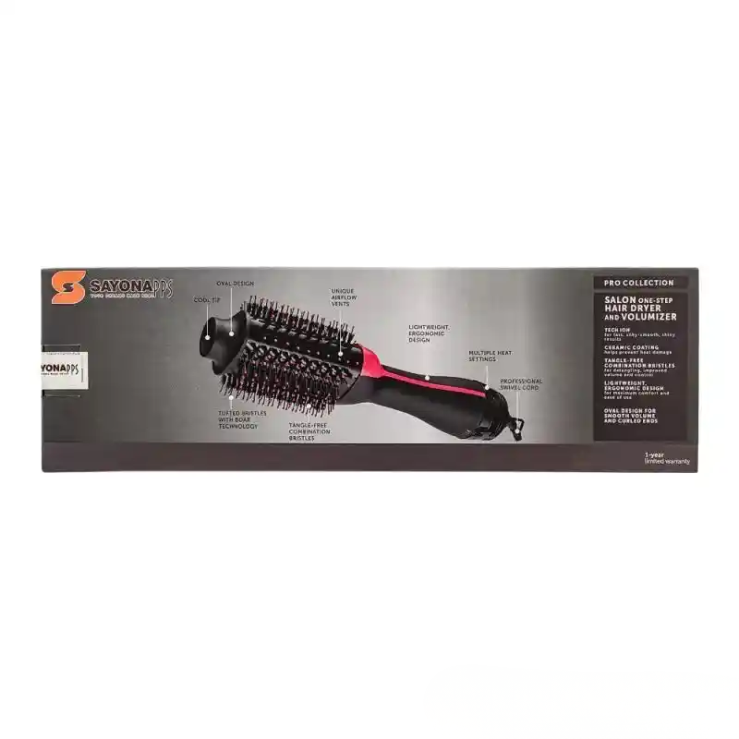 SAYONA PPS One-Step Hair Dryer & Volumizer Hot Air Brush with Ionic Technology