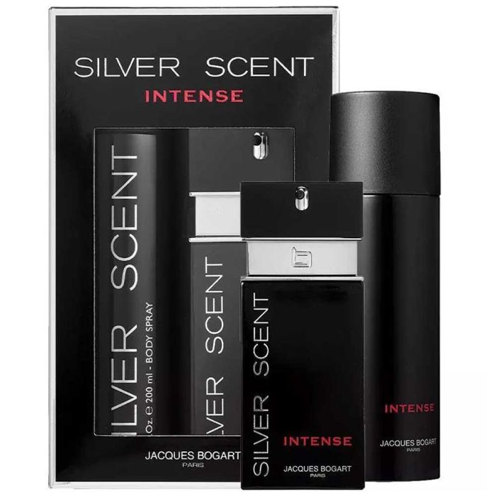 Jacques Bogart Silver Scent Intense EDT 100Ml + Body Spray 200Ml Gift Set For Men