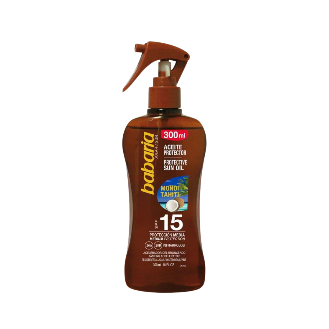 Babaria Tahitian Monoi Protective Sun Oil SPF 15 UVA And UVB 300Ml