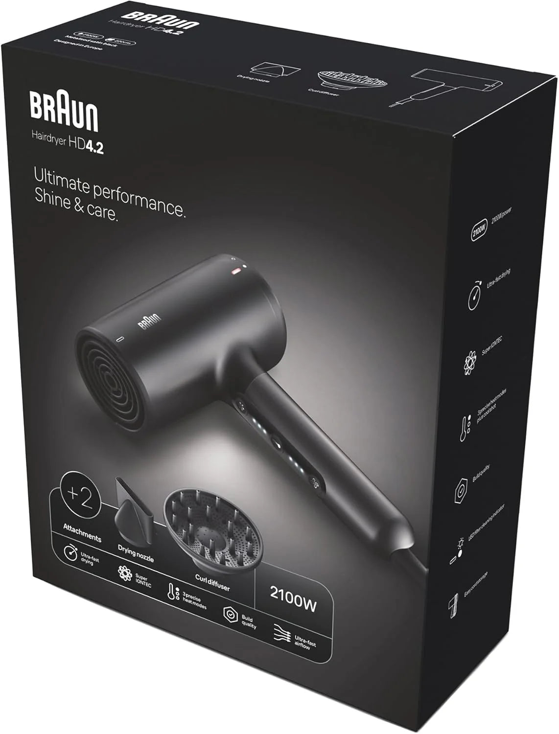 مجفف الشعر براون BRHD425SDE Satin Hair 4 بقوة 2100 واط وتقنية الأيونات