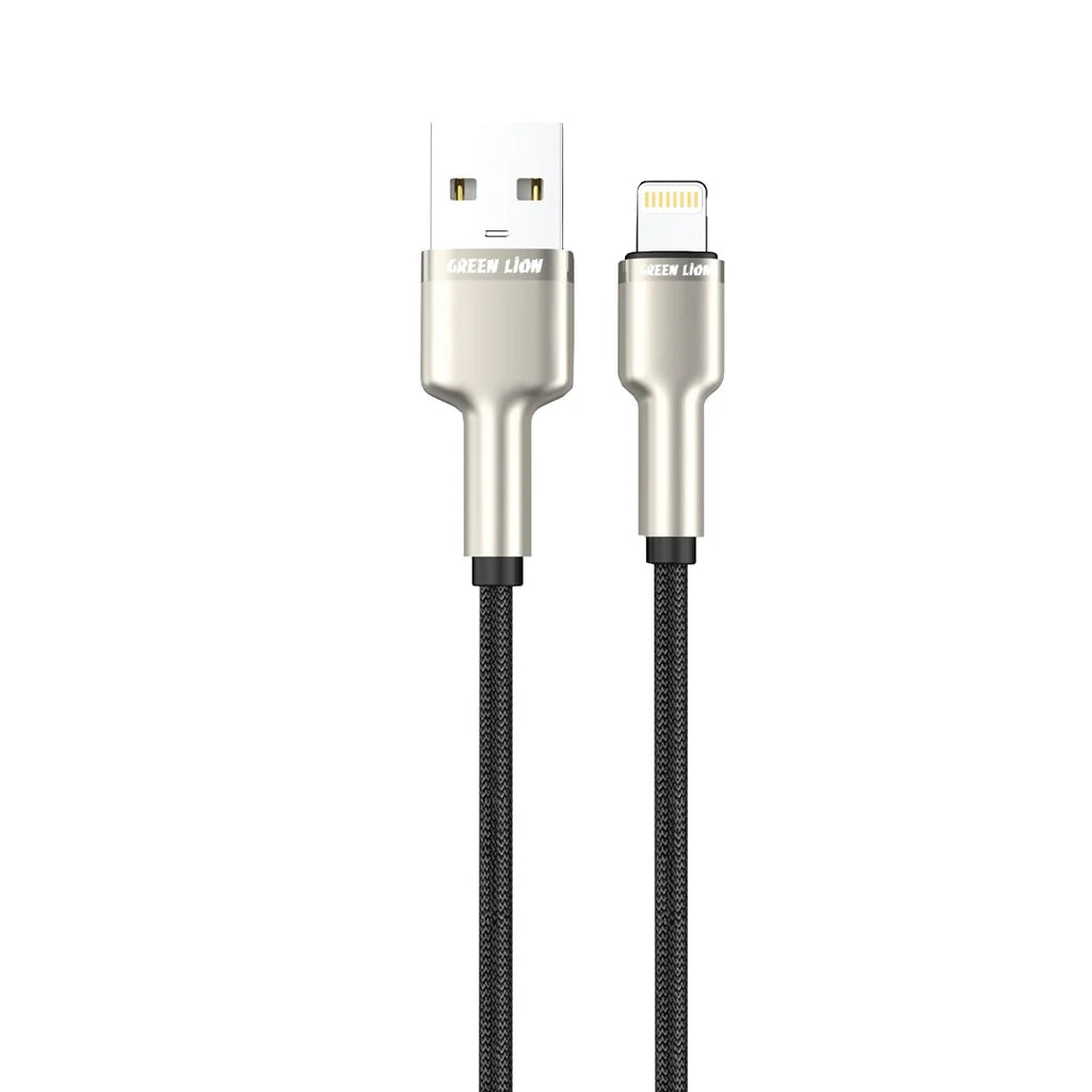 Green Lion USB A to Lightning Braided Cable 18W Black GN10BRU2LBK