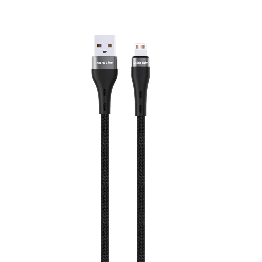 Green Lion USB A to Lightning Braided Cable Black GNBRUSALGBK