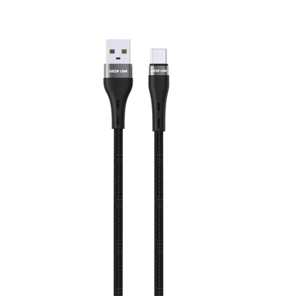 Green Lion USB A to USB C Braided Cable Black GNBRUSATCBK