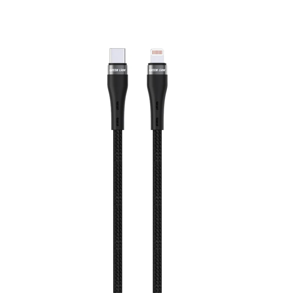 Green Lion USB C to Lightning Braided Cable Black GNBRUSCLGBK
