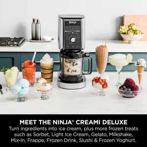 Ninja CREAMi Deluxe 10 in 1 Ice Cream and Frozen Drink Maker 709ml Model NC501UK