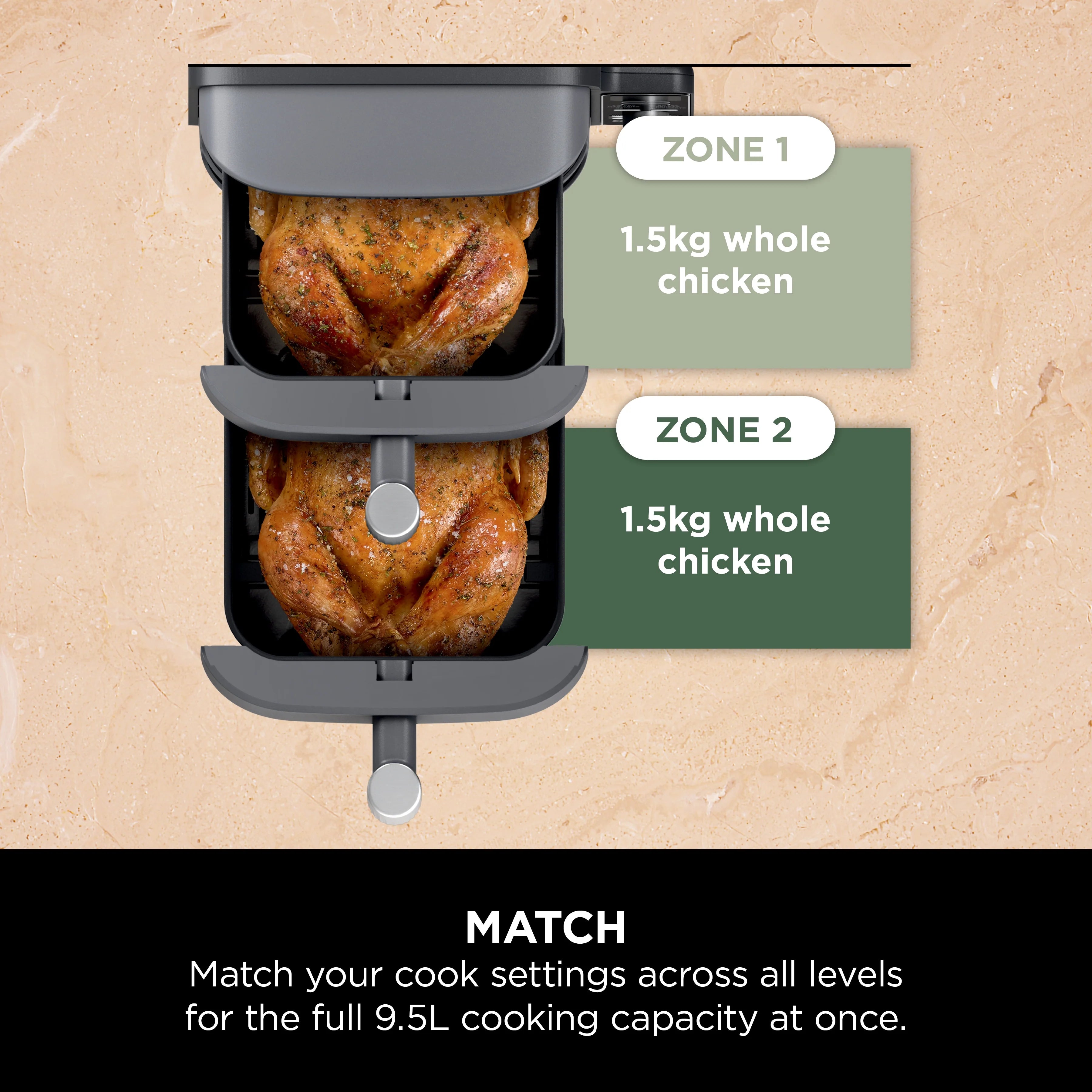 Ninja DoubleStack XL 2 Basket Air Fryer SL400ME | 9.5L Dual Drawer 2470W