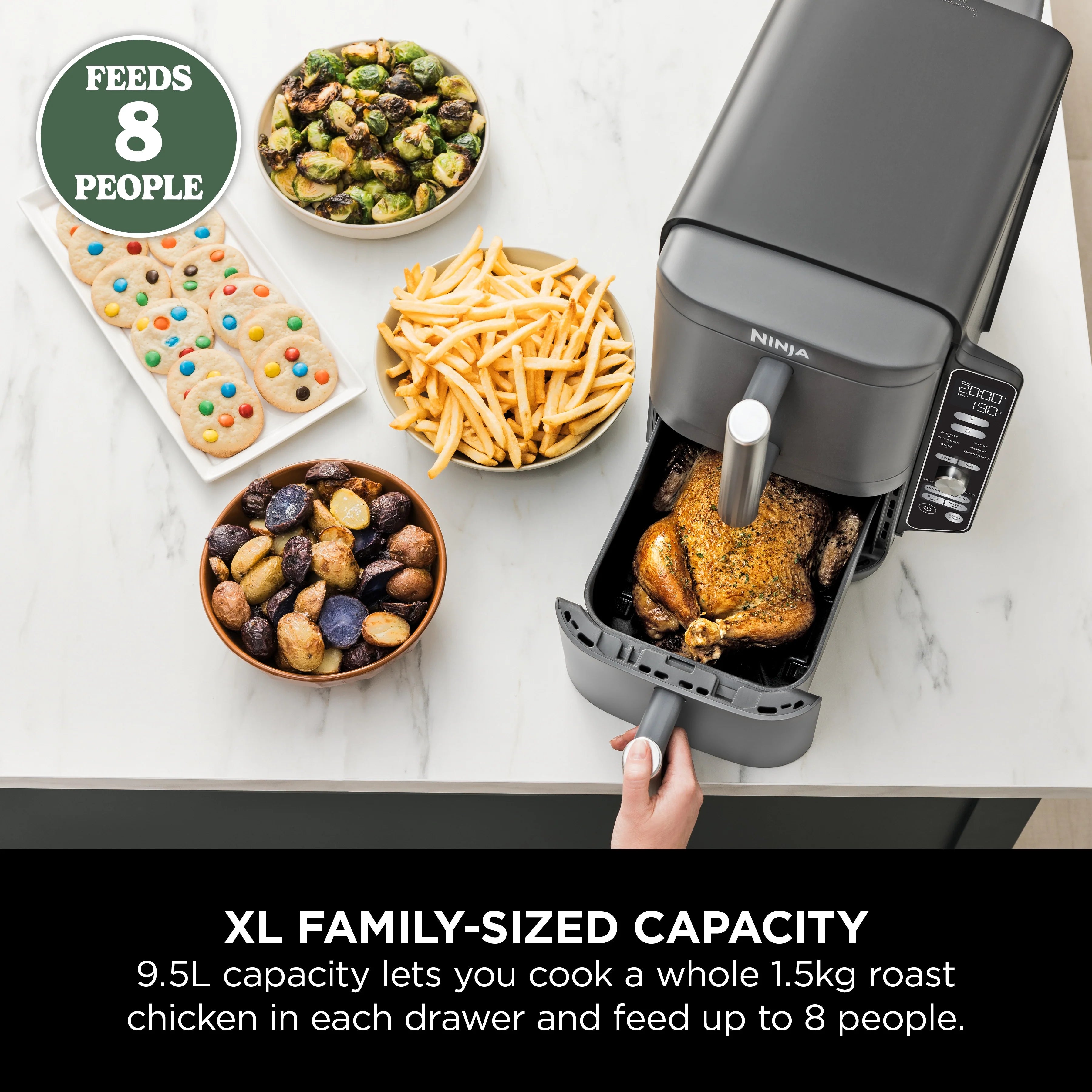 Ninja DoubleStack XL 2 Basket Air Fryer SL400ME | 9.5L Dual Drawer 2470W