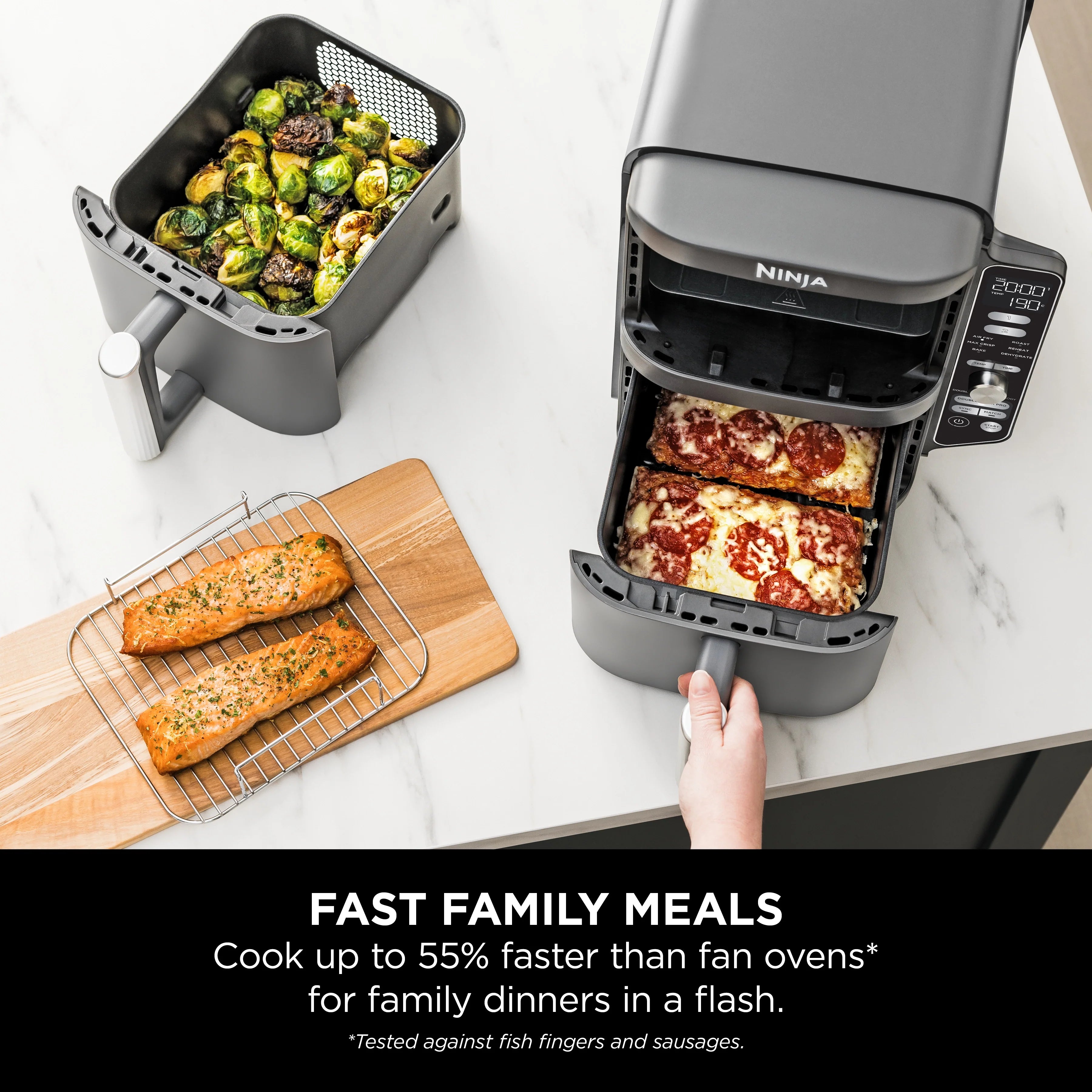 Ninja DoubleStack XL 2 Basket Air Fryer SL400ME | 9.5L Dual Drawer 2470W