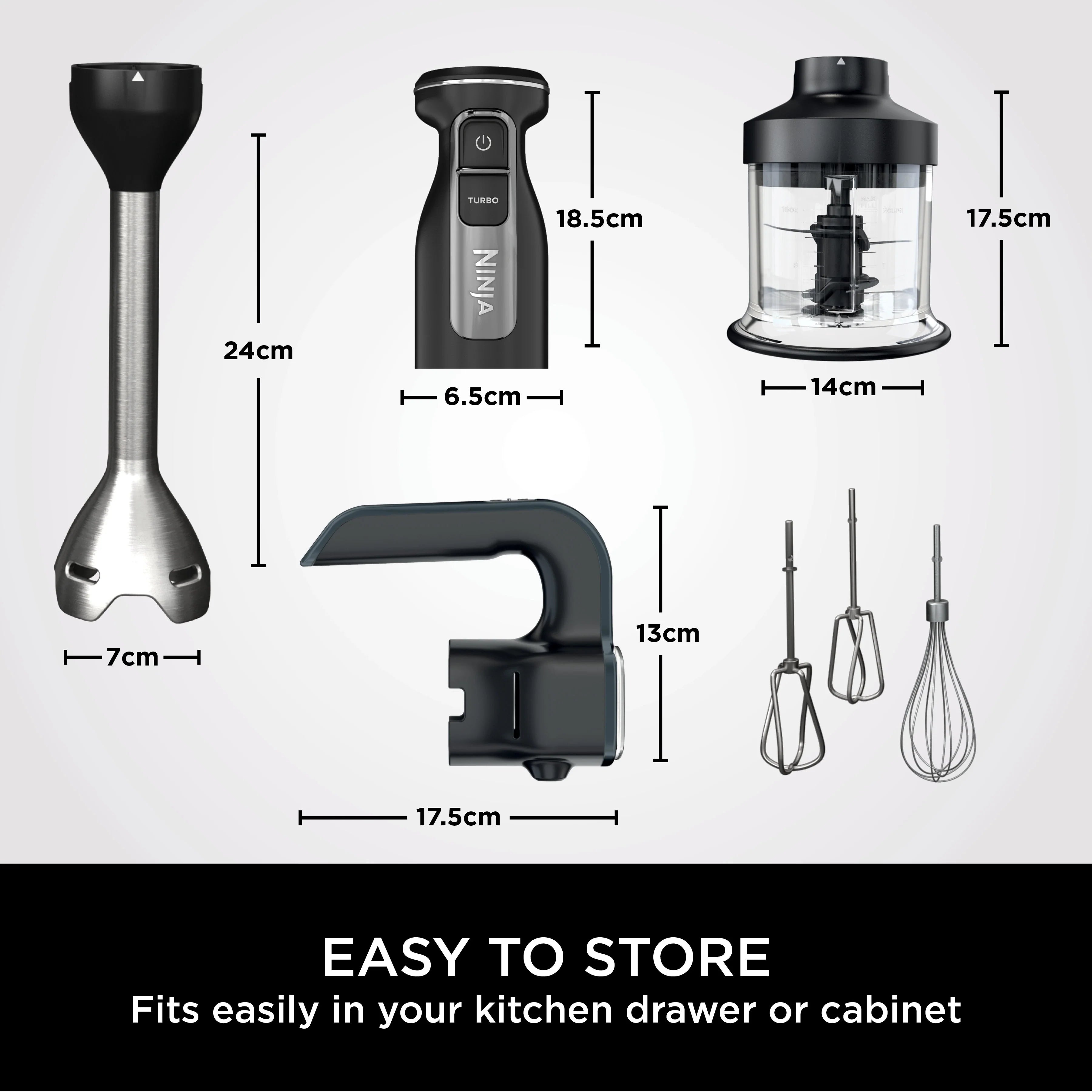 Ninja Foodi 3-in-1 Hand Blender, Mixer & Chopper CI100ME | 850W, خلاط يدوي نينجا Foodi 3 في 1 مع مفرمة وخفاقة | 850 واط CI100ME