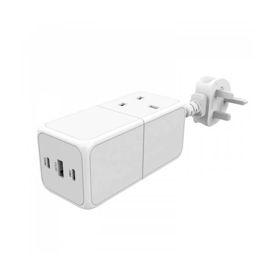 مشترك كهرباء مع شاحن USB-C بقدرة 65 واط من POWEROLOGY موديل PWP65W-WH