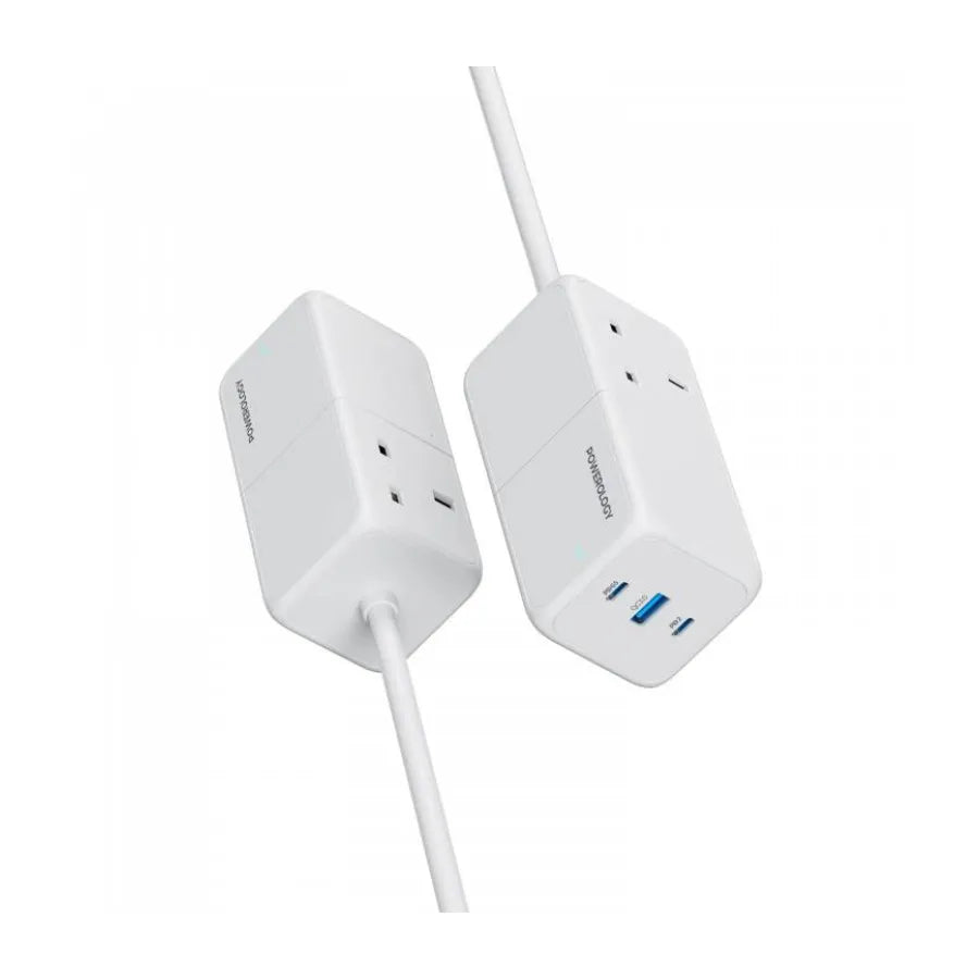 مشترك كهرباء مع شاحن USB-C بقدرة 65 واط من POWEROLOGY موديل PWP65W-WH