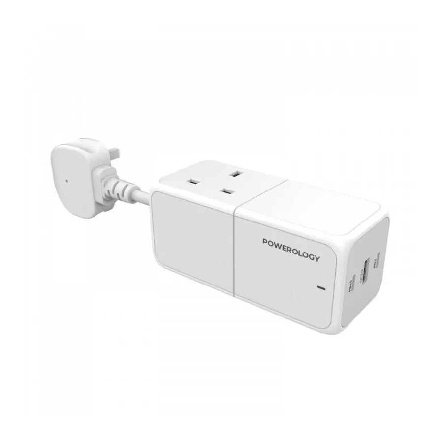 مشترك كهرباء مع شاحن USB-C بقدرة 65 واط من POWEROLOGY موديل PWP65W-WH