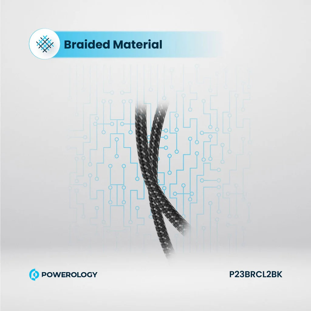 Powerology Braided Type C to Lightning Cable 2m PD 60W Black P23BRCL2BK