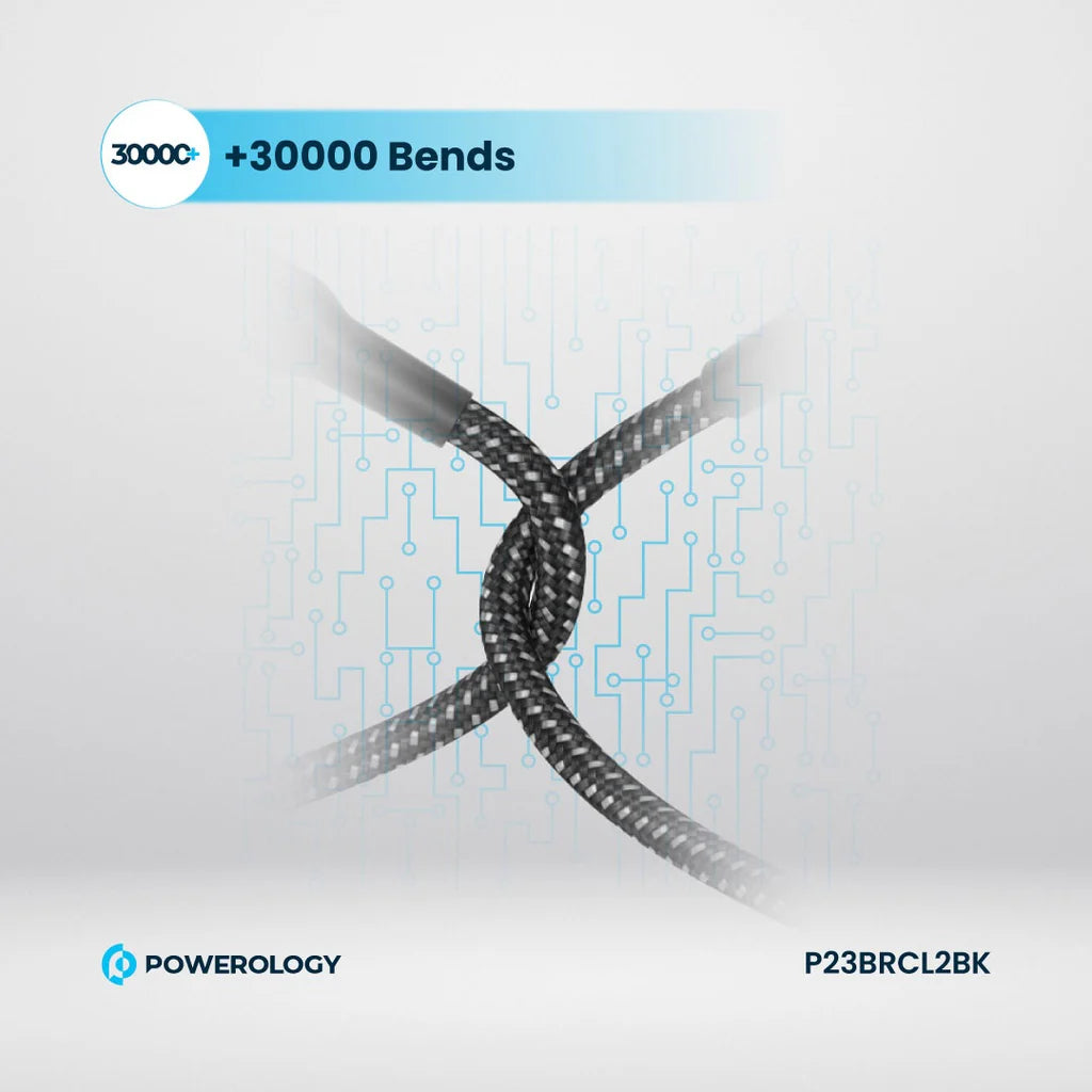 Powerology Braided Type C to Lightning Cable 2m PD 60W Black P23BRCL2BK