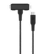 Powerology MFI Braided Type C to Type C and Lightning 2 in 1 Cable 1.2m White PCAB007WH