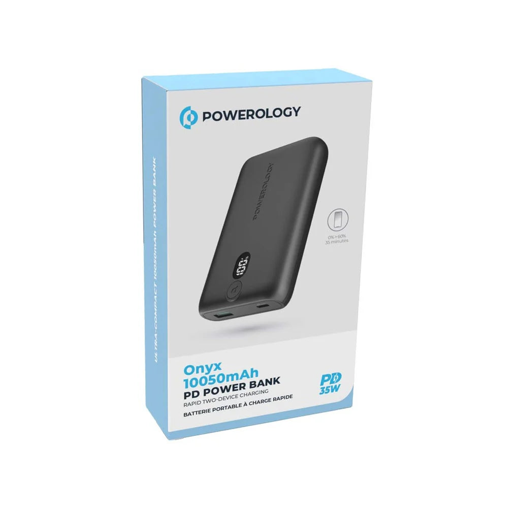 باور بنك Powerology Onyx PD Power Bank سعة 10050mAh شحن سريع 35W أسود PPBCHA18