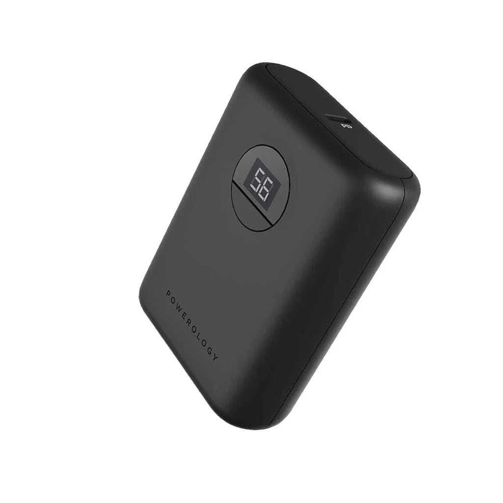 باور بنك Powerology Ultra Compact Power Bank سعة 10000mAh شحن سريع PD 20W أسود PPBCHA04-BK