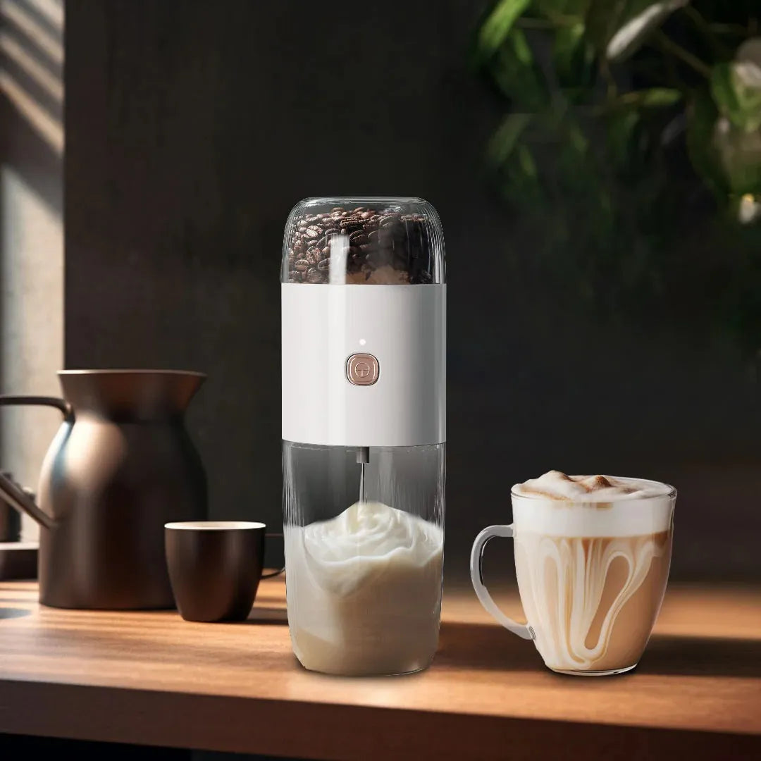 LePresso 2 in 1 Portable Coffee Grinder and Milk Frother LPMFGRWH