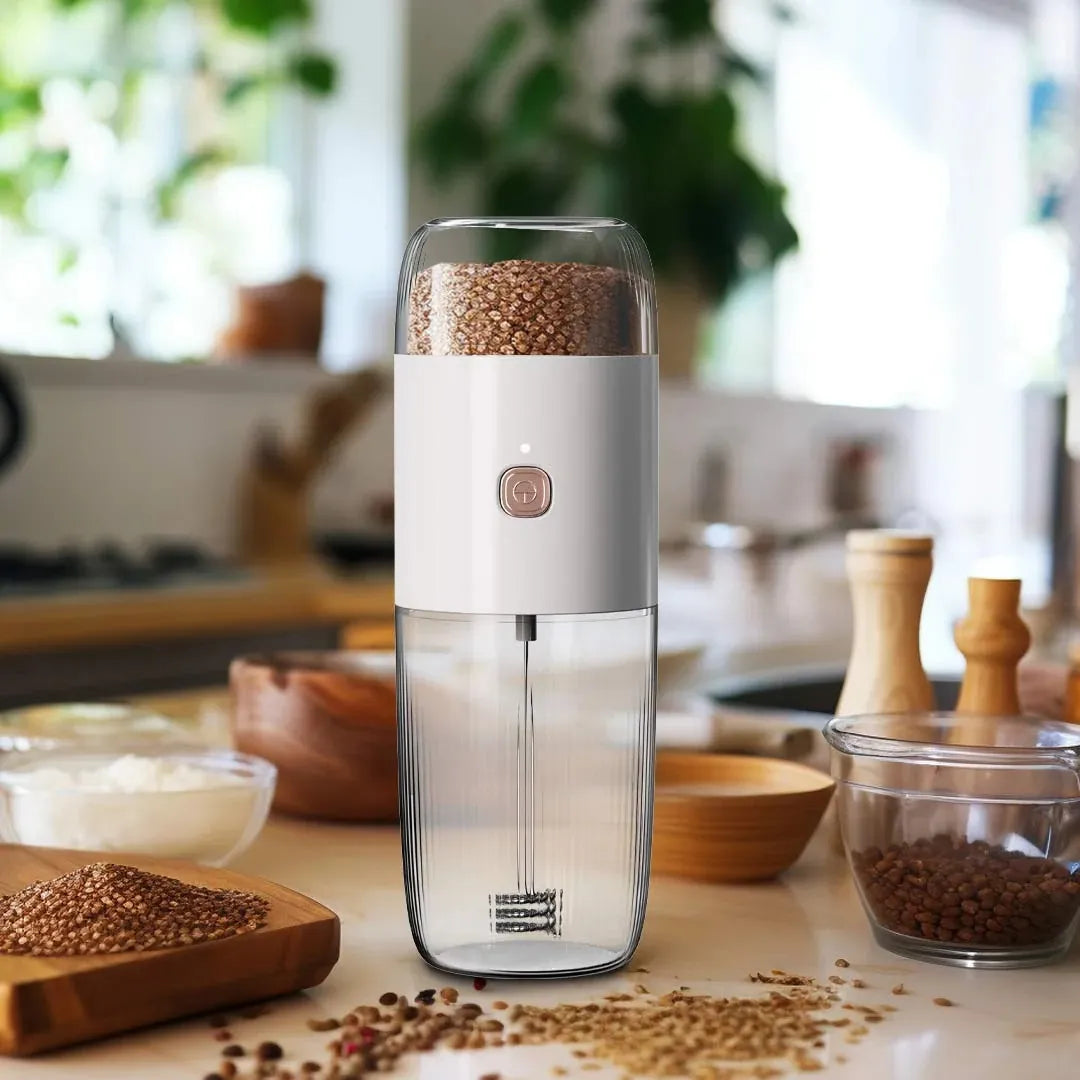 مطحنة قهوة وخافق حليب محمول 2 في 1 LePresso LPMFGRWH